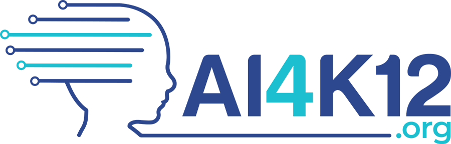  A human face in profile with the AI for K12 wordmark.
