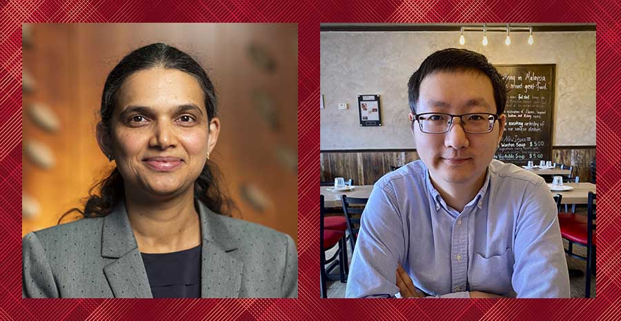  Collaged headshots of Rashmi Vinayak and Juncheng Yang.